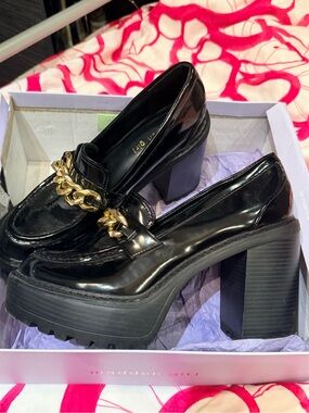 Madden Girl Chunky Patent Platform Loafers